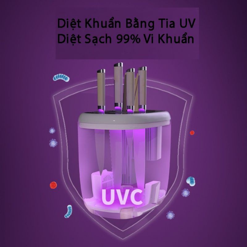 Hộp sấy đồ dùng nhà bếp dao, kéo, đũa, muỗng thông minh, khử khuẩn bằng tia UV
