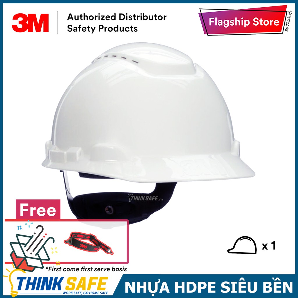 Nón bảo hộ 3M H701V bảo vệ đầu, chống va đập, có núm vặn, mũ bảo hộ có lỗ thoáng khí (đã bao gồm dây nón)