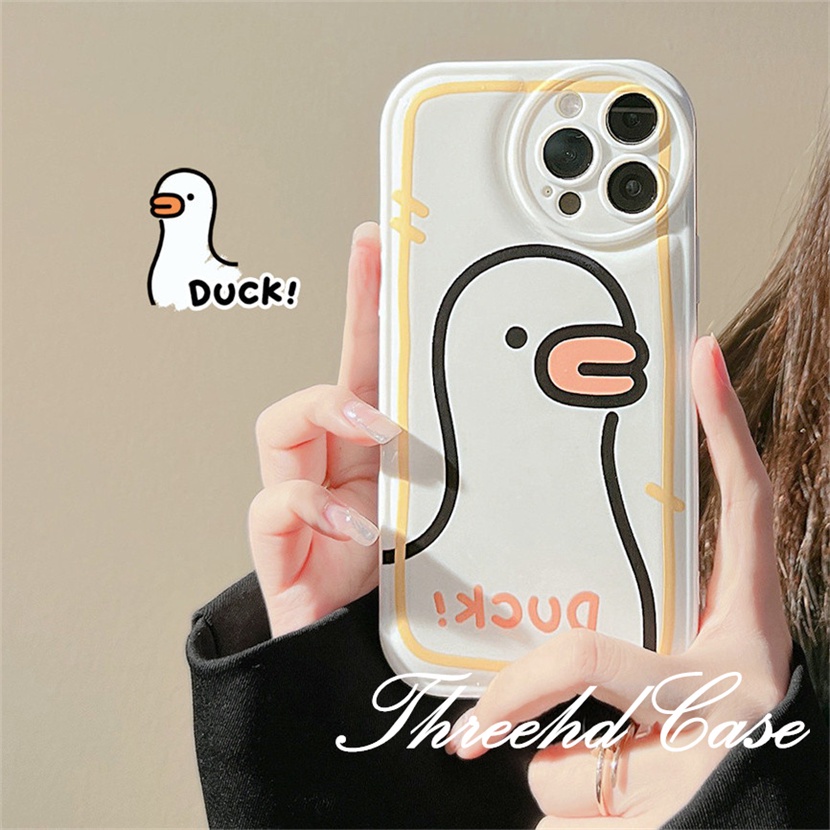 Ốp Điện Thoại TPU Đệm Khí Chống Rơi In Hình Vịt Hoạt Hình Cho iPhone 14 13 12 11 Pro Max SE 2020 X Xr Xs Max 8 7 6 6s Plus