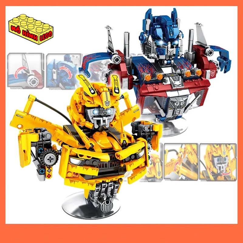 Đồ chơi xếp hình lego giá rẻ SY7500-01 mô hình tượng để bàn Robot biến hình Transformers Optimus Prime và Bumblebee