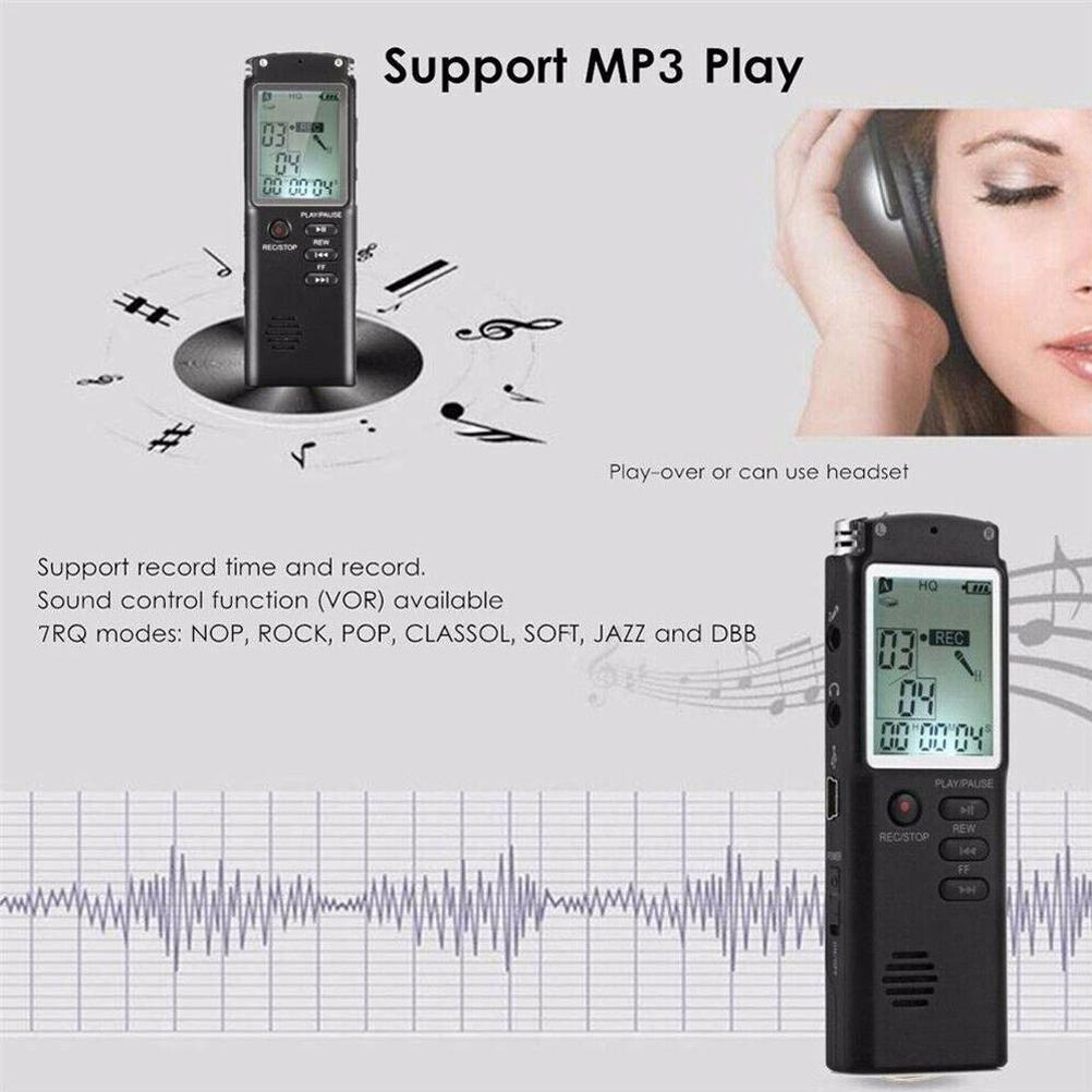 Máy ghi âm mini Spy kích hoạt âm thanh 32G Máy ghi âm Dictaphone MP3 Player