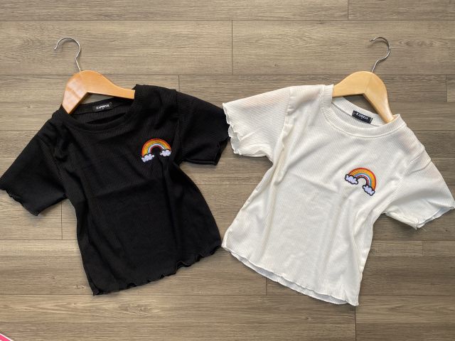 [Mã FAMARAL1 giảm 10K đơn 50K] Áo Croptop Thêu cầu vồng CÓ HÌNH THẬT - A2