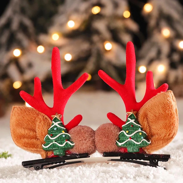 Set 2 kẹp tóc Noel hóa trang tuần lộc hottrend mùa Giáng sinh phối nhiều họa tiết ngộ nghĩnh BBShine (2pcs) – NOEL005