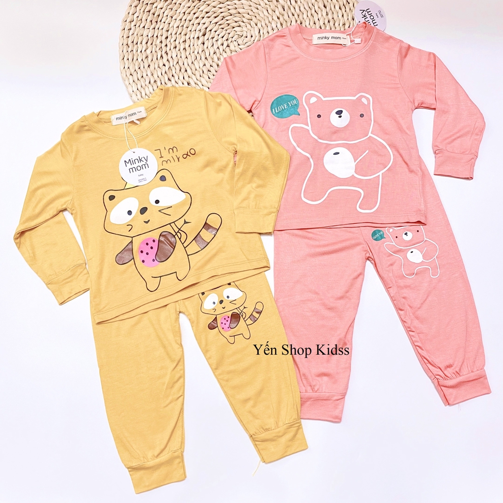 Bộ Dài Tay Minky Mom Viền Họa Tiết Cá Heo Xanh- Gấu Cho Bé(6-19kg) (SP001243)