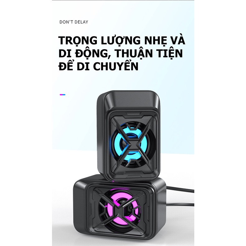 Loa vi tính để bàn cao cấp R3 âm thanh siêu trầm có đèn led 7 màu - VL