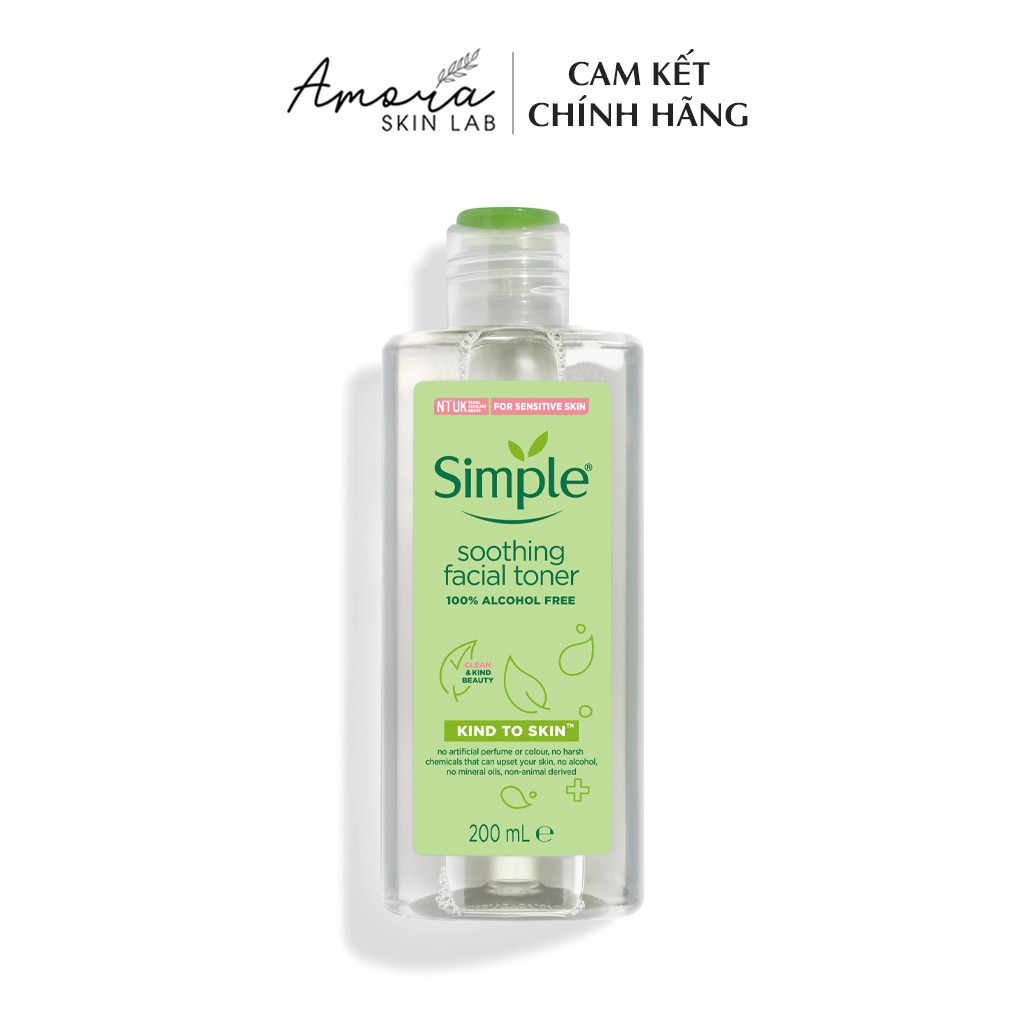 Nước hoa hồng Simple Kind To Skin Soothing Facial Toner Dành Cho Da Nhạy Cảm - Amora Skinlab