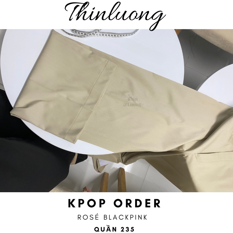 Quần ống rộng suông giống Rose Blackpink cho nữ màu kem lưng ngang cạp cao đẹp | BigBuy360 - bigbuy360.vn