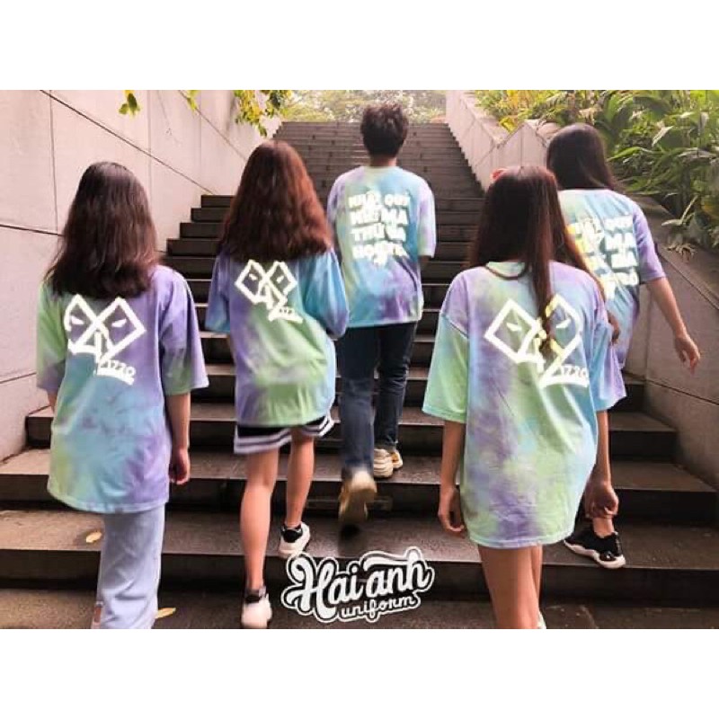 Áo phông In Theo Yêu Cầu loang phản quang ♥️ Thiết kế Logo🦋unisex tay lỡ nhóm lớp🦋kỷ yếu, cặp | BigBuy360 - bigbuy360.vn
