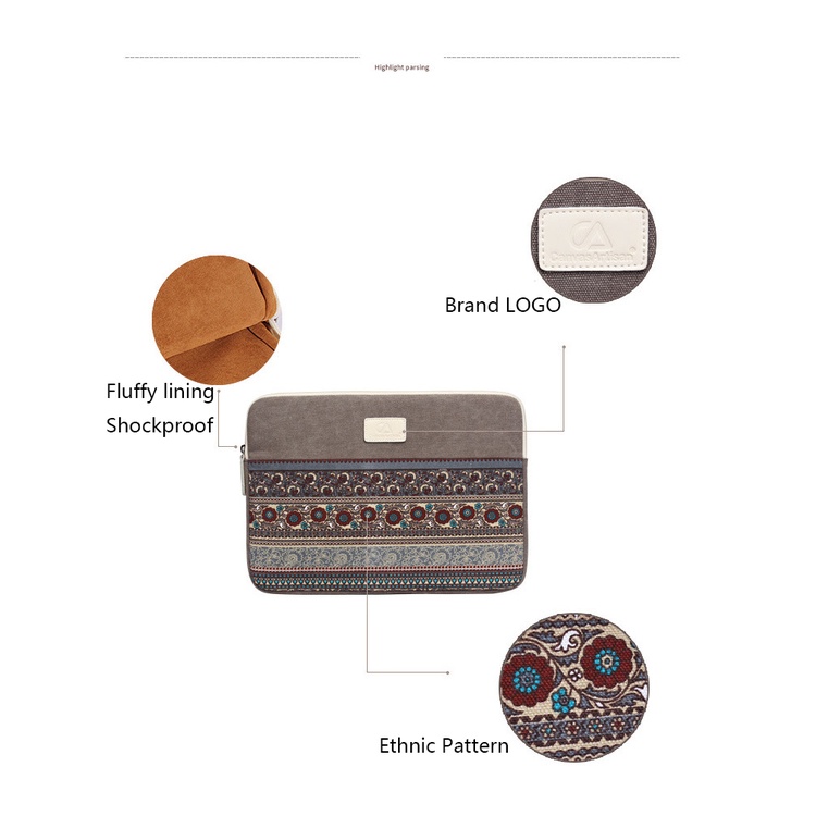 Túi Đựng Laptop Vải Canvas Thời Trang Cho book Air Pro Retina 11 13 14 15 Lenovo Asus HP