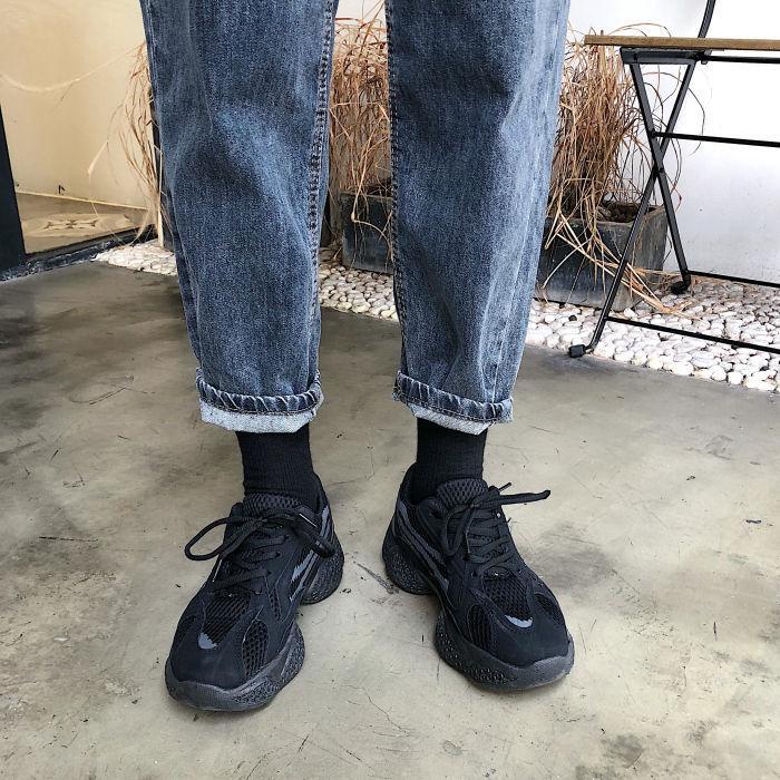 Quần Jeans Dài Lưng Cao Dáng Rộng Thời Trang Mùa Đông Hàn Quốc Cho Nữ