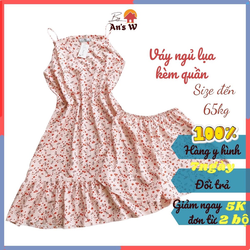 Váy ngủ lụa GILADO - Váy hai dây có kèm quần mặc trong - vải siêu nhẹ và mát mẻ-phom đẹp- Size 40-70kg