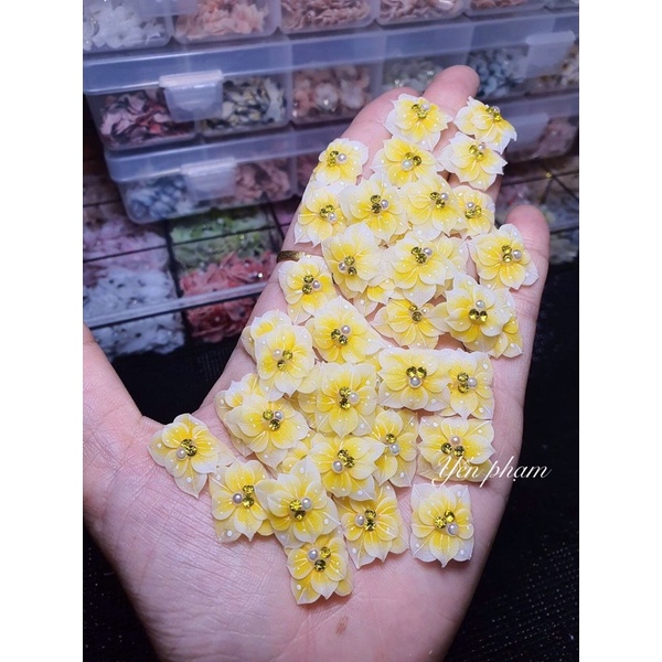 Hoa bột nail- Hoa chân vuông hot hit gắn móng xinh