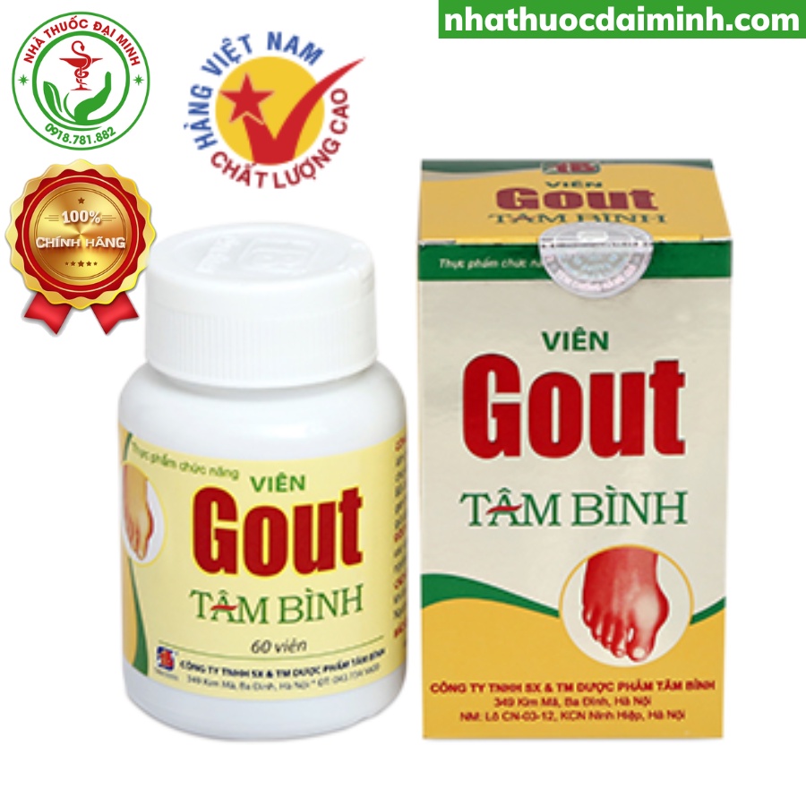 Viên Gout Tâm Bình Lọ 60 Viên - Ngừa & Giảm Bệnh Gout, Đau Khớp