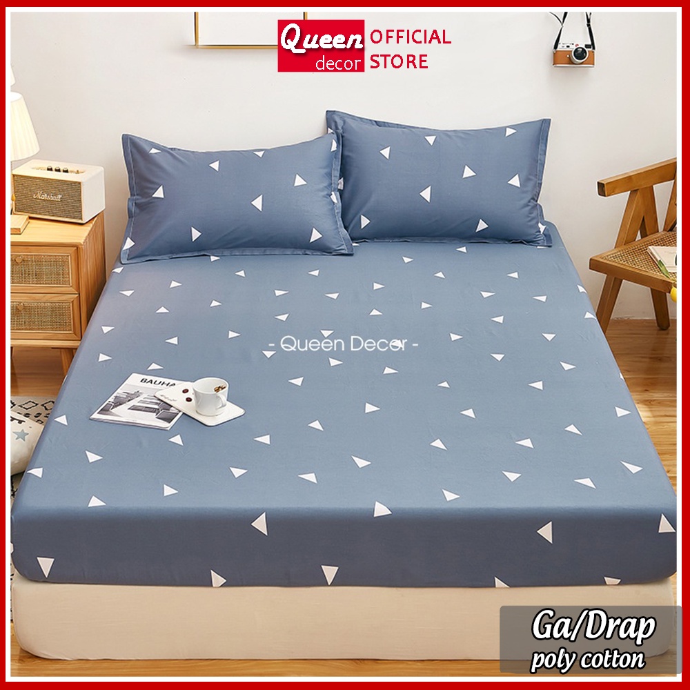 Ga Giường Cotton Poly Bo Chun M2 M4 M6 M8 2M2, Ga Trải Nệm Drap Giường Đủ Họa Tiết (Được Chọn Mẫu) - Queen Decor