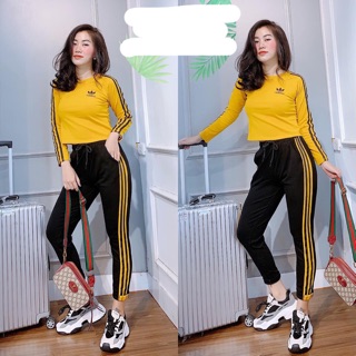 Áo croptop sọc das dài tay