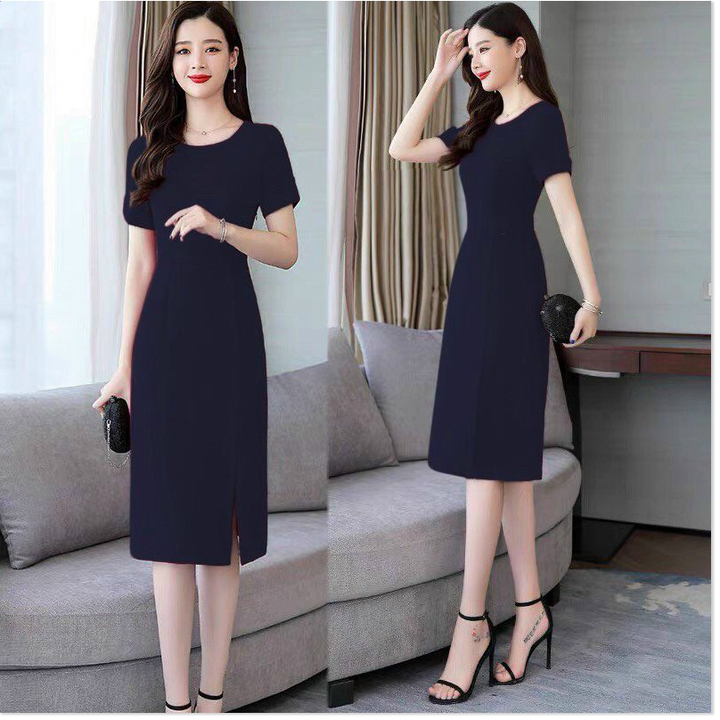 Đầm Suông Nắp Lật Phối Nút Eo Cách Điệu Dự Tiệc Phối Hợp Công Sở Siêu Sang