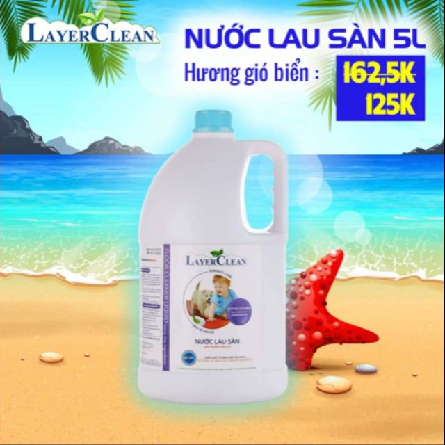 Nước lau sàn hữu cơ Layer Clean hương Gió biển 5l