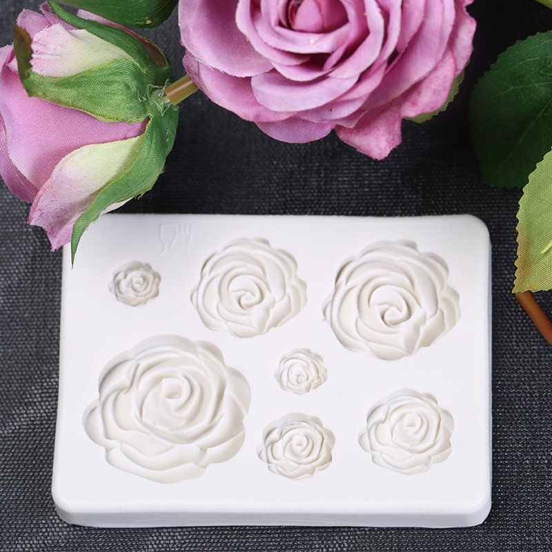 Khuôn Silicone Tạo Hình Hoa Hồng 3D Trang Trí Bánh
