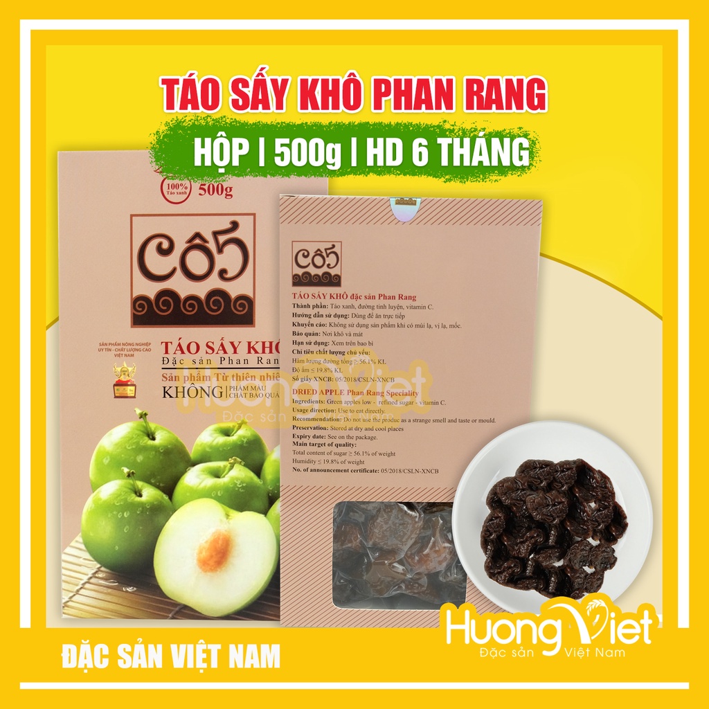 Mứt táo xanh Ninh Thuận, táo sấy khô đặc sản miền Trung 500gr chua ngọt nhẹ nhàng, trái cây sấy dẻo, đồ ăn vặt Việt Nam