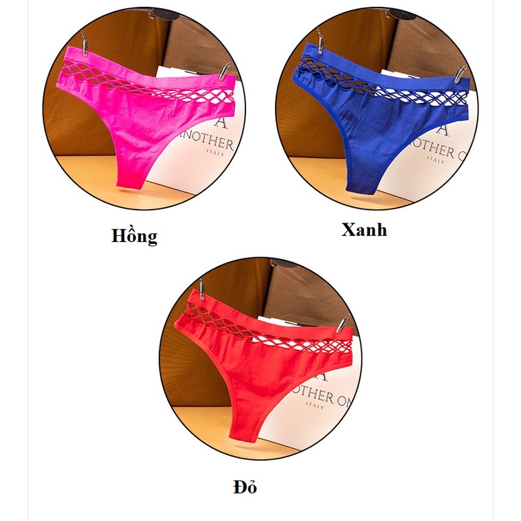 Quần lót lọt khe cotton trơn phối lới thoáng khí KIMCHIBIKINI Đồ chip nữ sexy cạp thấp cute gợi cảm siêu hot QL184
