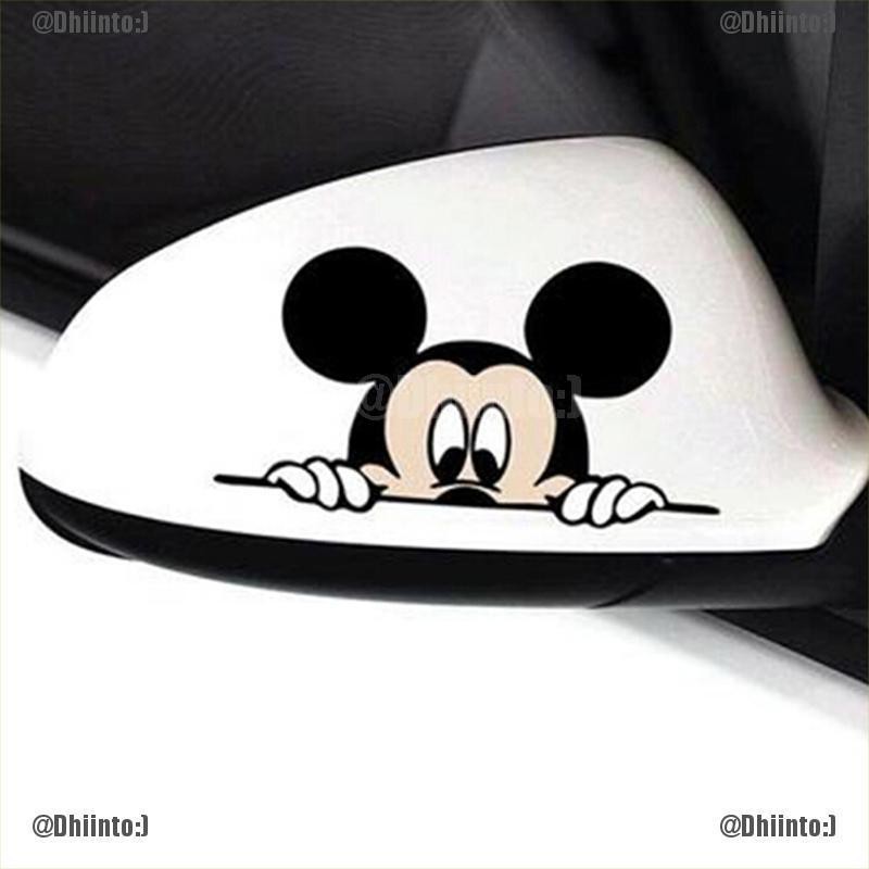 Sticker dán kính chiếu hậu xe hơi hình chuột mickey đáng yêu kích thước 14x8cm