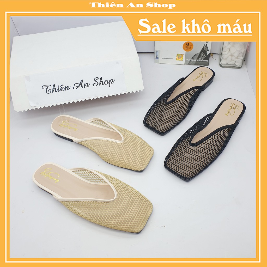Dép lưới - Sục lưới mũi vuông, thoáng khí Thiên An có 2 màu Đen và màu Be MS: TA01