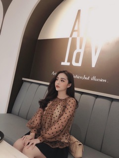 Áo tơ suông chấm bi 2 lớp
