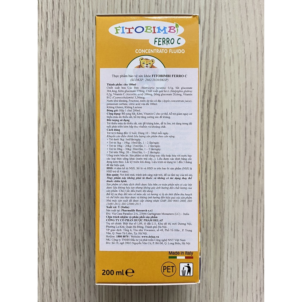 Siro Ferro C (Chai 200ml) Bổ sung Vitamin C, Sắt, Kẽm Cho Trẻ - cvspharmacy