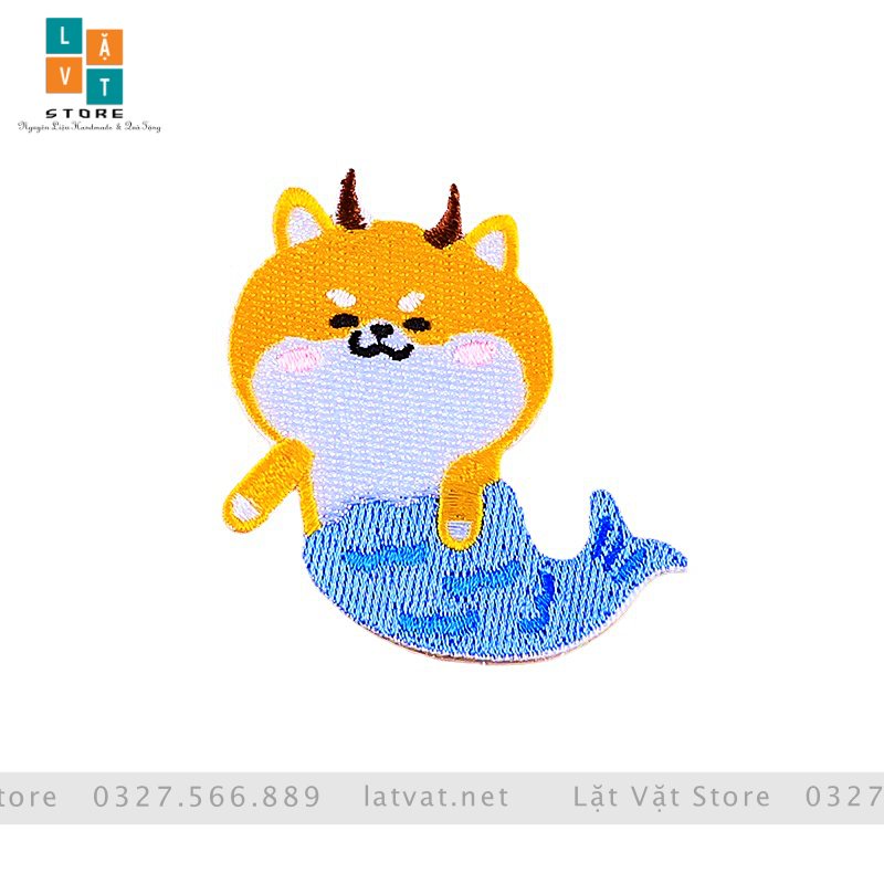 Patch ủi quần áo, Sticker miếng dán hình chó shiba cực kì dễ thương, dán Vali, tủ lạnh...