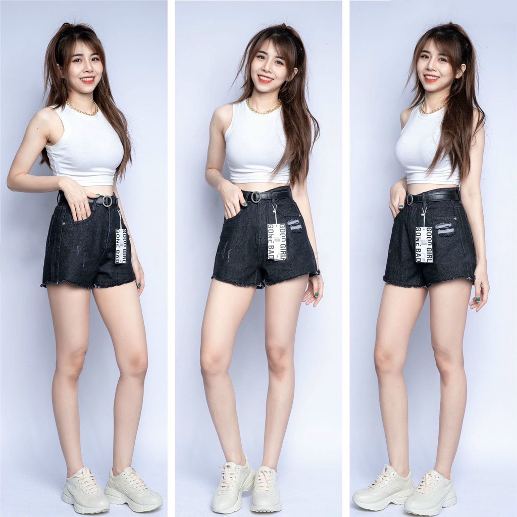 Quần jean nữ short ống rách vải denim bền đẹp dễ phối đồ AnNgo - AT210