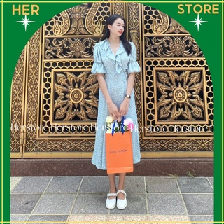 Đầm đuôi cá cổ V tay bồng _ Herstore