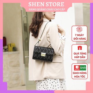 Túi đeo chéo nữ da nhún, túi xách nữ đẹp dây xích cao cấp - SHEN STORE T0457