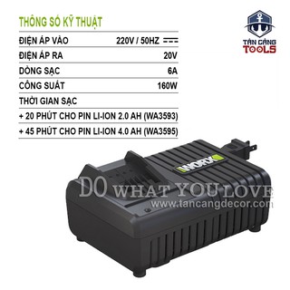 BỘ SẠC PIN NHANH WORX WA3922