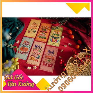 Bộ 6 xấp gồm 30 bao lì xì 6 mẫu khác nhau chủ đề Tết Châm Ngôn - Xuân Canh Tý - Giấy Kraft Nhật dày đẹp