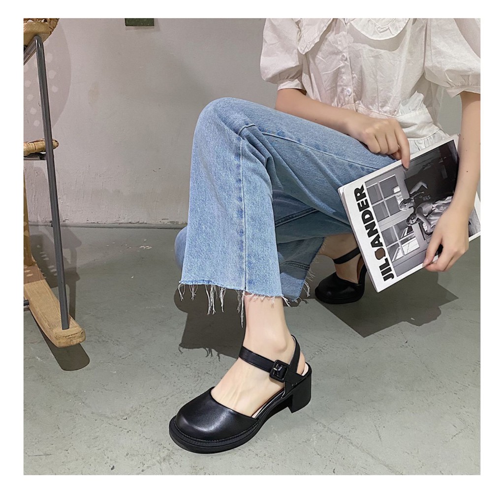 Giày nữ phong cách Ulzzang- Order Taobao |Giày nữ gót vuông 5 cm siêu xinh