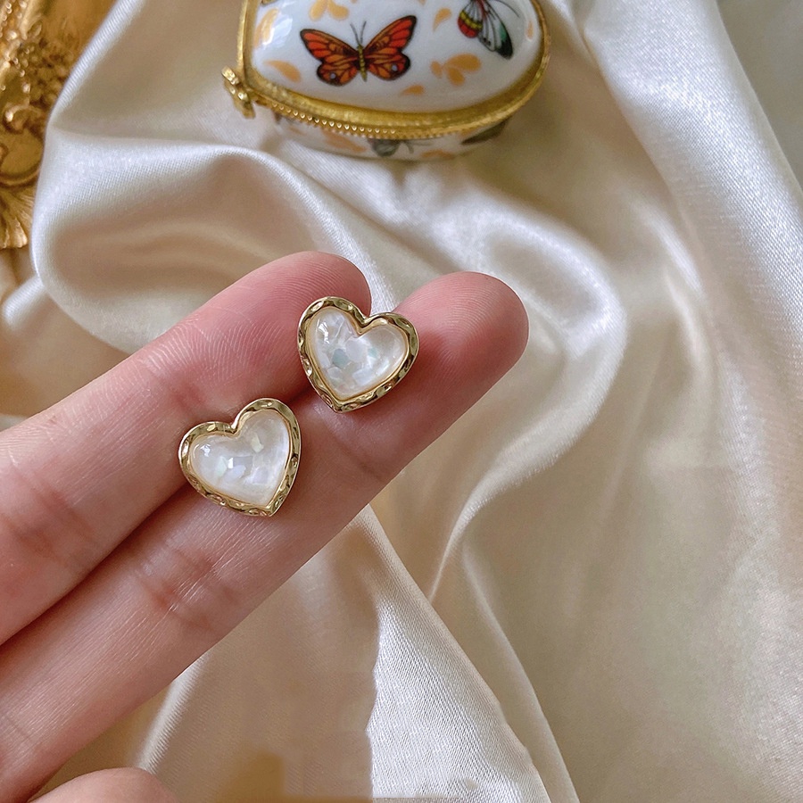 Đôi khuyên tai hình trái tim đính đá thanh lịch cho nữ