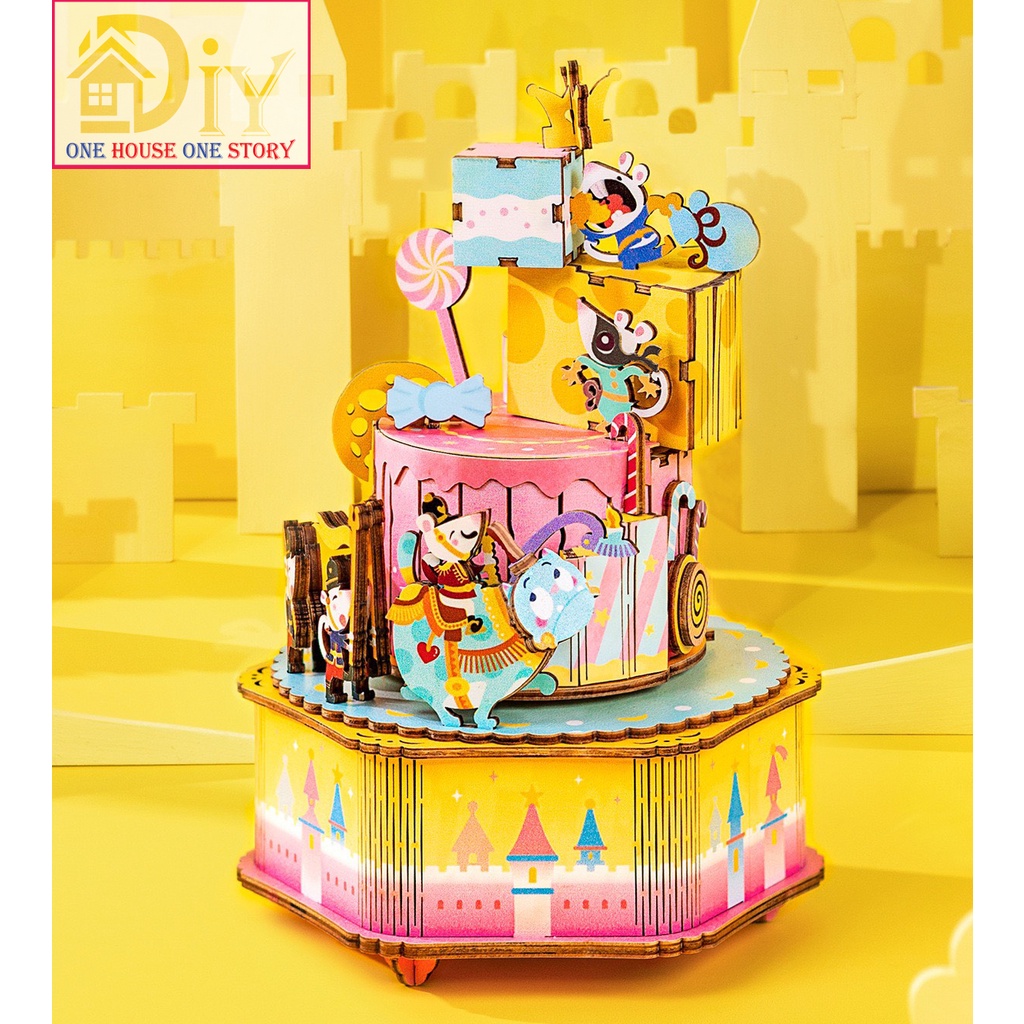 Hộp âm nhạc tự lắp ráp bằng gỗ 3D Dollhouse DIY  - ROBOTIME - Quà tặng sinh nhật giáng sinh tự làm