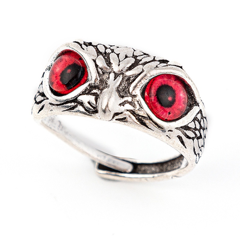 Nhẫn Đeo Tay Kim Loại Hình Cú Mèo Mắt Mèo Cá Tính Cho Nam Nữ