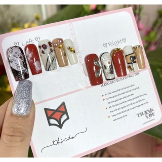 [Nails box] Móng up giả thiết kế vẽ Hàn Quốc