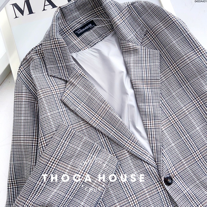 Áo blazer nữ 2 lớp khoác vest caro túi mổ THOCA HOUSE chuyên nghiệp, sang trọng và thanh lịch công sở