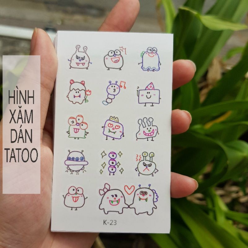 Hình xăm mini cartoon k23. Xăm dán tatoo mini tạm thời, size &lt;10x6cm