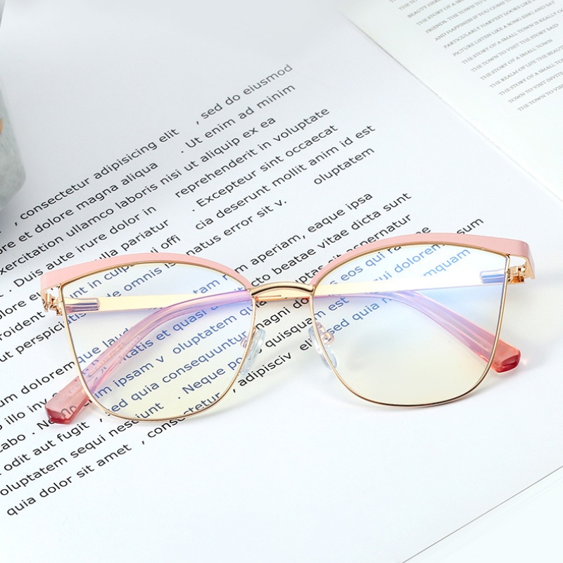 Mắt Kính Gọng Kim Loại Tròng Hình Mắt Mèo Có Thể Thay Thế Thời Trang Cho Nữ