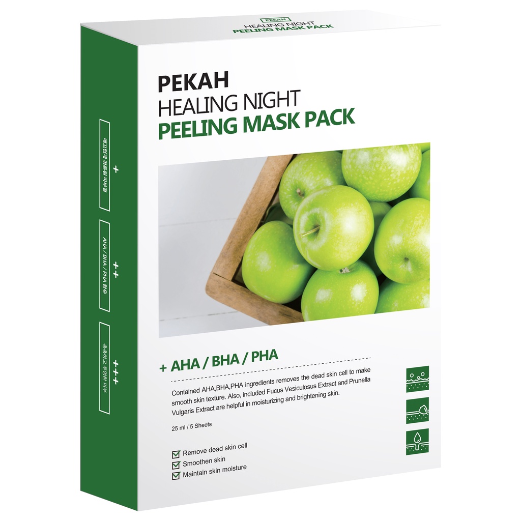 [Mã BMLT35 giảm đến 35K đơn 99K] Hộp Mặt Nạ 5 Miếng Cải Thiện Mụn Ẩn PEKAH Healing Night Peeling Mask Pack 25ml/5sheets