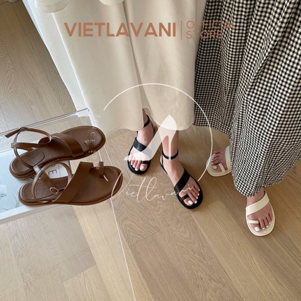 Giày sandal LCS39 nữ xỏ ngón Quai chéo đế bệt phong cách trẻ trung