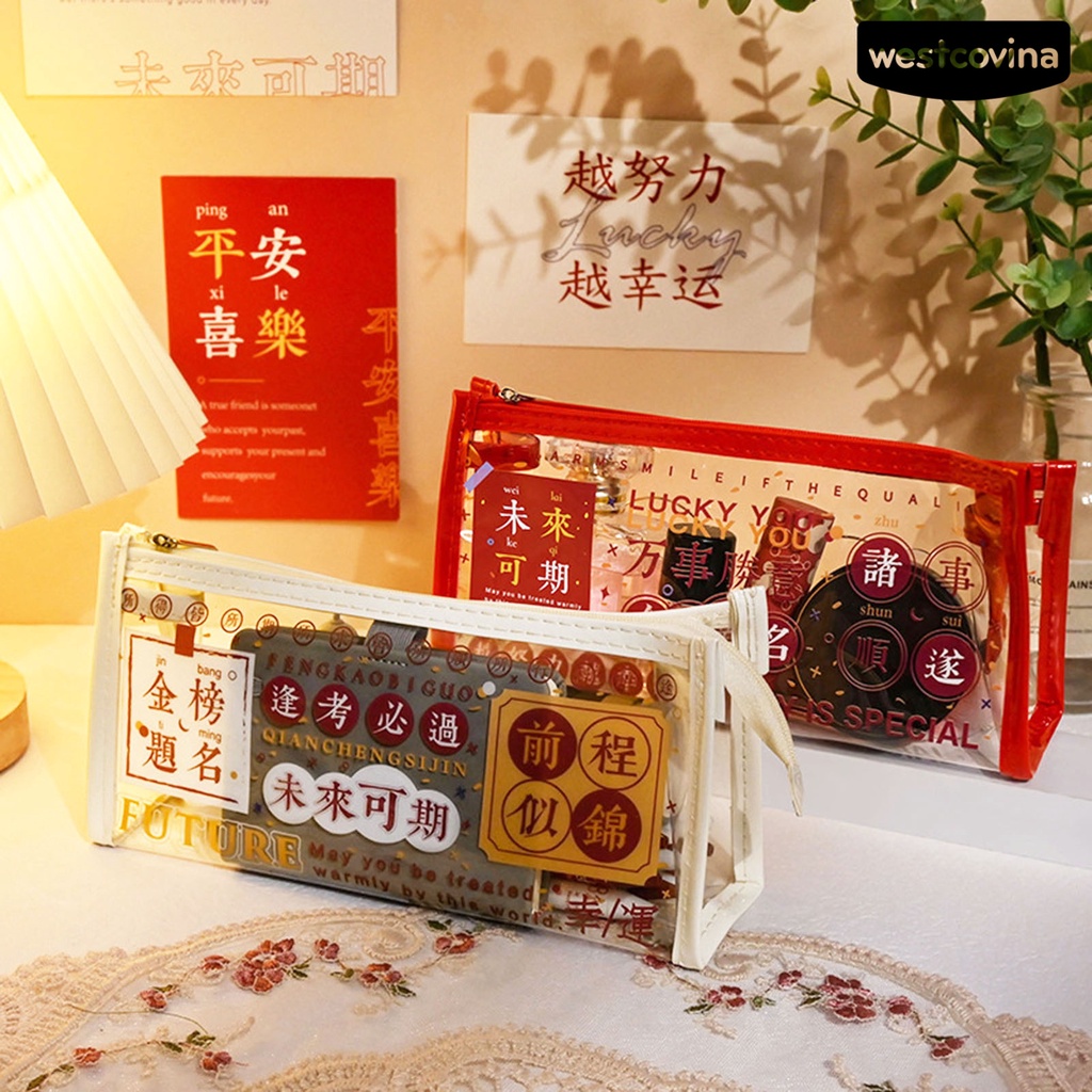 [Hot]✍Túi Đựng Bút PVC Phong Cách Năm Mới Trung Hoa Dễ Thương Cho Học Sinh