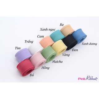 *(GIÁ 1 MÉT) Ruy băng voan mờ cao cấp - viền chỉ lệch 2 biên (3 cỡ: 9mm-25mm-38mm) làm nơ trang trí, phụ kiện may mặc