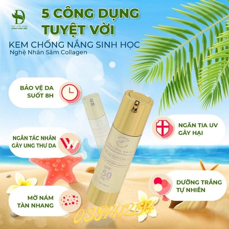 Kem chống nắng sinh học chống lão hóa nghệ nhân sâm collagen Hoàng Ngọc Diệp lành tính, kiềm dầu tốt ( hàng chính hãng) | BigBuy360 - bigbuy360.vn