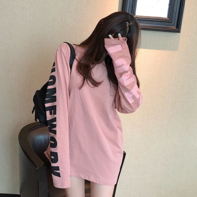 Áo thun nữ SUXI tay dài dáng rộng phong cách Hàn Quốc