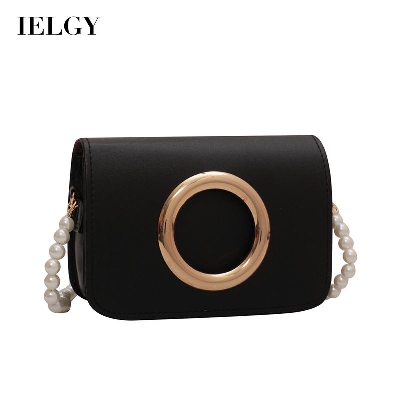 IELGY Túi Đeo Vai Hình Vuông Cỡ Nhỏ Đính Ngọc Trai nhân tạo Phối Dây Xích Kiểu Hàn Quốc Thời Trang Cho Nữ