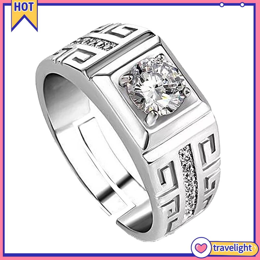 (Travelight) Nhẫn đính đá zircon sang trọng có thể điều chỉnh kích thước
